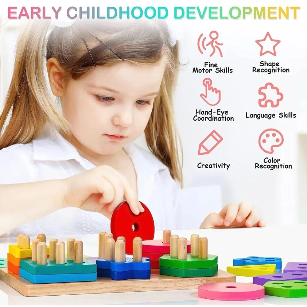 Colorful Wooden Shape Sorting Toy